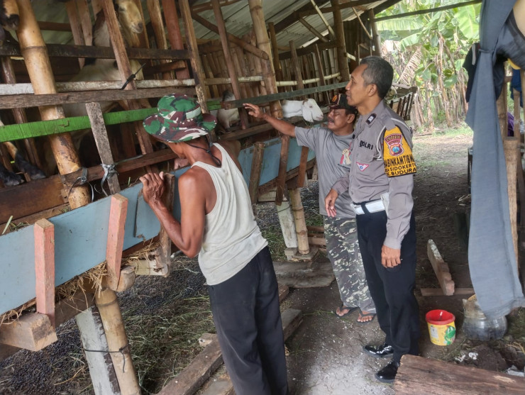 Bhabinkamtibmas Ngobrol Ketahanan Pangan Bareng Peternak Kambing Sidokerto