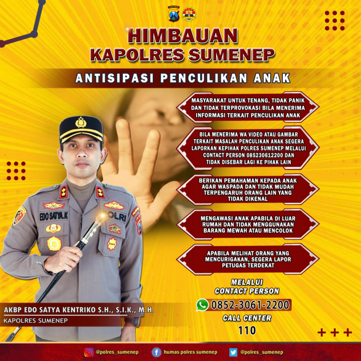 Kapolres Sumenep Sampaikan Lima Himbaun Tetkait Isu Penculikan Anak